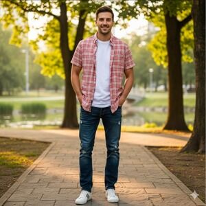 Abercrombie & Fitch Shirt Large Plaid Red Yellow Blue Classic Preppy Button Down